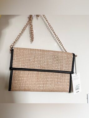NWT A New Day Woven Tan and Black Clutch
